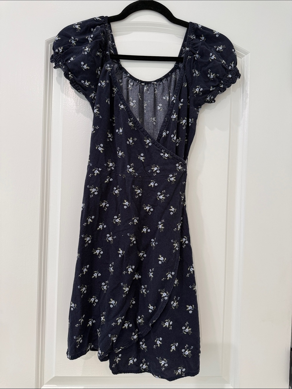 Floral Puff Sleeve Wrap Dress